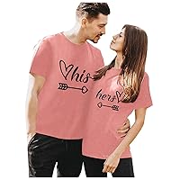 Love Shirts for Couples Valentines Day Turtle Neck Short-Sleeve Blouses Holiday Funny Couple T Shirts