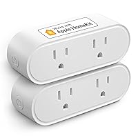 meross WiFi Dual Smart Plug, Smart Outlet Supports Apple HomeKit, Siri, Alexa & SmartThings, Voice & Remote Control, Timer, Schedule, 2.4GHz WiFi, 10A, No Hub Required, 2 Pack