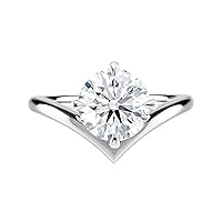 Diamond Wish IGI Certified 2 1/5 to 2 1/2 Carat Round Cut Lab Grown Diamond V Shape Chevron Solitaire Engagement Ring for Women in 14k Gold (F-G, VS-SI, cttw) Modern Anniversary Ring Size 4 to 9