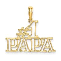 14k Gold Number 1 Papa Cut out Block Letter Name Personalized Monogram Initials Charm Pendant Necklace Measures 18.8x23.3mm Wide Jewelry for Women