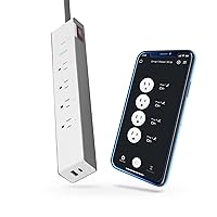 Globe Electric 50573 Wi-Fi Smart 4-Outlet Surge Protector 2 USB Port Power Strip, Gray, No Hub Required, Voice Activated, Independently Controlled Grounded Outlets, 3.1A Combined USB-A and USB-C Ports