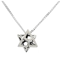 Merkabah Necklace 925 Sterling Silver Geometry Star Tetrahedron 3D Merkaba Pendant