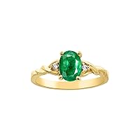 Diamond & Emerald Ring set in Yellow Gold Plated Silver