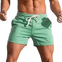 Mens Sweat Shorts Elastic Mid-Waist Drawstring Shorts Fitness Running Exercise Track Shorts Athletic Short 5 Inch