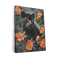 GiftedHandsCo Panther Garden Exotic Vintage Art Design 2 Canvas Wall Art Prints Pictures Gifts Artwork Framed For Kitchen Living Room Bathroom Wall Home Decor Ready to Hang