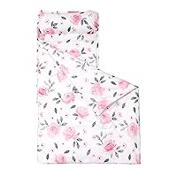 PHF Floral Toddler Nap Mat Set, with Removable Pillow for Toddler Girls, Soft and Lightweight for Daycare, Preschool, Travel, Kindergarten Sleeping Bag, Fits Ages 3-6 Years, Pink Floral
