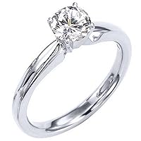14k White Gold 1 Carat Solitaire Brilliant Round Diamond Engagement Ring