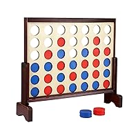 Giant 4 in a Row Game Outdoor and Indoor | Wooden Four in A Row Game Jumbo for Adults and Kids, Yard Games | Family Fun with 42pcs Chips and Durable Carrying Bag.