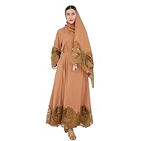Muslim Clothes for Women Ethnic Style Kaftan Abayas V Neck Bronzing Long Sleeves Robe Long Cardigan Maxi Dress