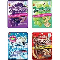 Konbini Japan - Fettuccine 4 Pack Gummy - Assorted Fruit Flavors, Grape, Muscat, Cola, Soda - Japanese Soft Gummies Candy Sweets Snack - 7.6 Ounce