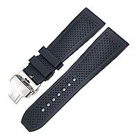 20mm 21mm Rubber Silicone Watchband 22mm 23mm 24mm Fit for Cartier London Tank Santos Sports Soft Waterproof Watch Strap Series (Color : Black 1, Size : 20mm)