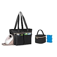 Fasrom Breast Pump Tote Bag with Laptop Sleeve Bundle with Breastmilk Cooler Bag with Ice Pack for Working Moms