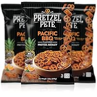 Pretzel Pete Pacific BBQ Pretzel Medley Seasoned Pretzel Medley, Nut-Free and Sesame-Free Snack, Small Batch, Bold Flavor (9.5oz, Pack of 3)