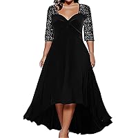Crochet Dresses for Women,Women Plus Size Spring and Summer Solid Color Sequin Round Neck Splicing Shiny Stitch