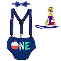 IMEKIS Baby Boys First 1st Birthday Cake Smash Outfit Wild ONE Diaper Cover + Suspenders + Bowtie + Headband for Photo Props