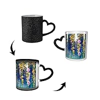 Heat Changing Sensitive Mug, Watercolor Floral Painting 11 Oz Magic Color Change Coffee Cup Ceramic Drinkware Mug