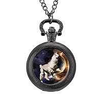 Universe Alpaca Pocket Watch with Chain Vintage Pocket Watches Pendant Necklace Birthday Xmas