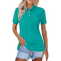 Shirts for Women Solid Color Dressy Casual Top Business Work Blouses Button Down Shirt Short Sleeve Lapel Collar Tees