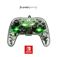 PDP Afterglow Deluxe+ LED Wired Gaming Controller - Licensed by Nintendo for Switch and OLED - RGB Hue Color Lights - See through Gamepad Controller - 3.5 mm Jack - Dual Vibration - Paddle Buttons