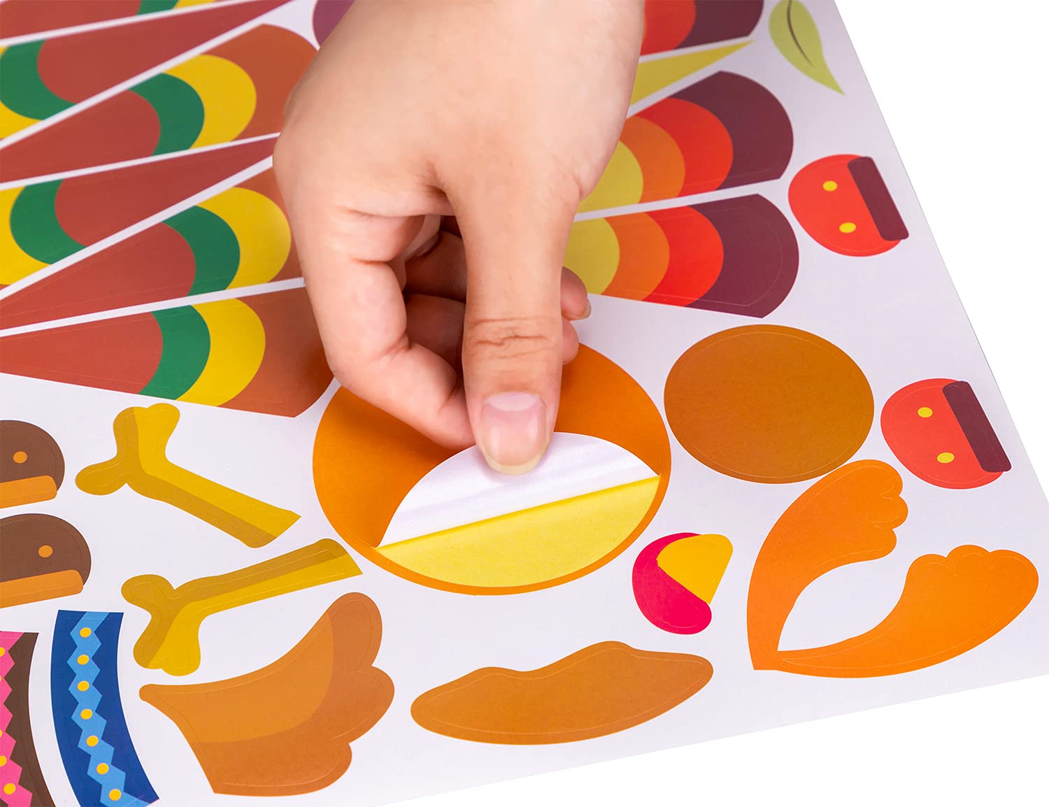 52pcs Thanksgiving Crafts for Kids, Make-A-Turkey Stickers Party Games/Favors/Supplies(Small Size)