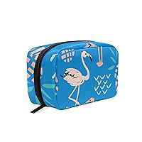 Blush Pink Flamingo And Pineapples Printing Cosmetic Bag with Zipper Multifunction Toiletry Pouch Storage Bag for Women