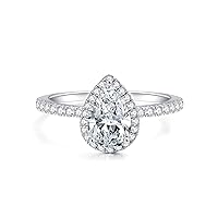 IMOLOVE Pear Shaped Engagement Ring, Moissanite Rings for Women, Promise Rings for Her 2CT D Color VVS1 Clarity Teardrop Halo Rings For Women 925 Sterling Silver with 18K Gold Plated Size 4-11