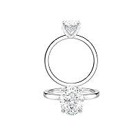 Diamond Wish IGI Certified 1 to 3 Carat Oval Shape Lab Grown Diamond Hidden Ribbon Halo Engagement Ring for Women in 14k Gold (I-J, VS-SI, cttw) Wedding Anniversary Promise Ring Size 4 to 9