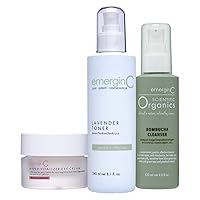 Set to Help Improve Skin Tone with Scientific Organics Kombucha Cleanser Wash (4 oz, 120 ml), Soothing Lavender Toner (8.1 oz, 240 ml) & Hyper-Vitalizer Eye Cream Vitamin C (1.7 oz, 50 ml)
