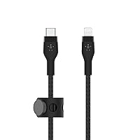 Belkin BoostCharge Pro Flex Braided USB Type C to Lightning Cable (2M/6.6ft), MFi Certified 20W Fast Charging PD Power Delivery for iPhone 14, iPhone 13, 12, 11, Pro, Max, Mini, SE, iPad - Black
