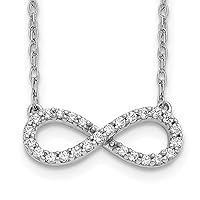 15mm 14k White Gold Polished Diamond Infinity Symbol Necklace Jewelry for Women