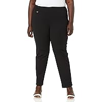 SLIM-SATION Women's Plus Size Pull on Solid Knit Easy Fit Narrow Leg Pant