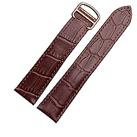 Genuine Leather Watchband with Folding buckle for tank 16 17 18 20 22 23 24 25mm straps (Color : 10mm Gold Clasp, Size : 18mm)