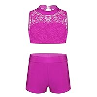 Kids Girls' Sports Bra Top and Booty Shorts Set Gymnastics Ballet Dance Sports Tracksuit or Swimwear Swimming Suit