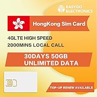 Hong Kong Sim Card 30Day 50GB 4G 2000mins Local Call 4G LTE prepaid sim Card +852 Number