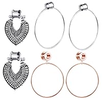 TIANCI FBYJS 3 Pairs Surgical Steel Ear Tunnels Rose Gold Large Hoop Ear Plugs Expander Dangle Gauges Stretcher Piercing…