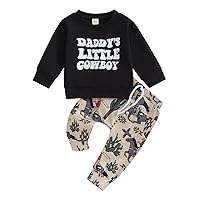 Western Baby Girl Boy Clothes Cowboy Baby Long Sleeve Sweatshirt Top Cactus Hat Jogger Pants Fall Winter Outfit