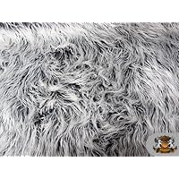 Faux/Fake Fur Mongolian Fabric Sold by The Yard (Grey Frost)