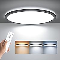 BLNAN LED Flush Mount Ceiling Light Fixture with Remote Control, 15.4 Inch 36W 3000K-6500K Dimmable Round Low Profile Ceiling Lamp for Living Room Bedroom Kitchen, Black
