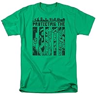 DC Comics The Justice League Protecting The Earth Adult S/S T-Shirt in Kelly Green