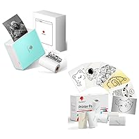Phomemo Mini Sticker Printer- M02 Inkless Thermal Printer for Phone with 6Roll Color M02 Sticker Paper, for Gift, Kids DIY, Anatomy, Photo, Graphics, Journal