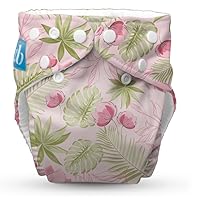 Charlie Banana Reusable Washable Cloth Diaper, Adjustable One Size Size for Baby Girls Boys, Soft Pocket Diaper with Absorbent Insert, 1 Pack, Pink Forest