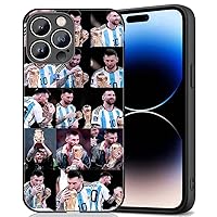 ZERMU for iPhone 14 Pro Case, Soft Shockproof Crystal Acrylic Full Protection TPU Shock Absorption Bumper Cover Case for iPhone 14 Pro, Sport Soccer 10 Star Lione%l Mess%i Argentina Flag