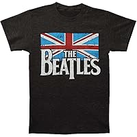 Bravado Men's Beatles Distressed British Flag T-shirt, Grey