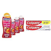 Softsoap Body Wash, Pomegranate & Mango Spritz Body Wash, 20 Fl Oz & Colgate Baking Soda & Peroxide Toothpaste - Whitens Teeth, Fights Cavities & Removes Stains, Brisk Mint, 6 Oz, 2 Pack