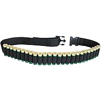 Shotgun Shell Belt For Hunting, Sporting Clays & Trap Shooting, Holds 25 Rounds, Heavy-Duty 2-inch Webbing (Fits Waists Up To 52 in),Black