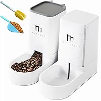 Marchul Cat Feeder and Water Dispenser Set, Automatic Cat Food Dispenser, Gravity Automatic Cat Feeders with Opaque Sunscreen Design, Cat and Dog Feeders with Pet Food Scoop Sponge Bottle Brush