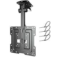 PUTORSEN Manual Folding Ceiling TV Mount, Flip Down TV Mount for 19 to 50 inches TVs, Swivel and Height Adjustable Drop Down TV Mount for Flat & Pitched Roof, Max Load 44lbs, Max VESA 200x200, Black