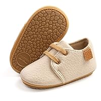 Baby Boys Girls Lace Up Leather Sneakers Soft Rubber Sole Infant Moccasins Newborn Oxford Loafers Anti-Slip Toddler Wedding Uniform Dress Shoes