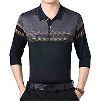 Long Sleeve Slim Fit Polo Shirt Men Casual Jersey Striped Mens Polos Vintage Tee Shirt