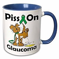 3dRose Piss On Glaucoma Awareness Ribbon Cause Design Two Tone Mug, 11 oz, Blue/White